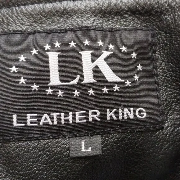LEATHER KING Black Leather MOTORCYCLE CHAPS Size LARGE